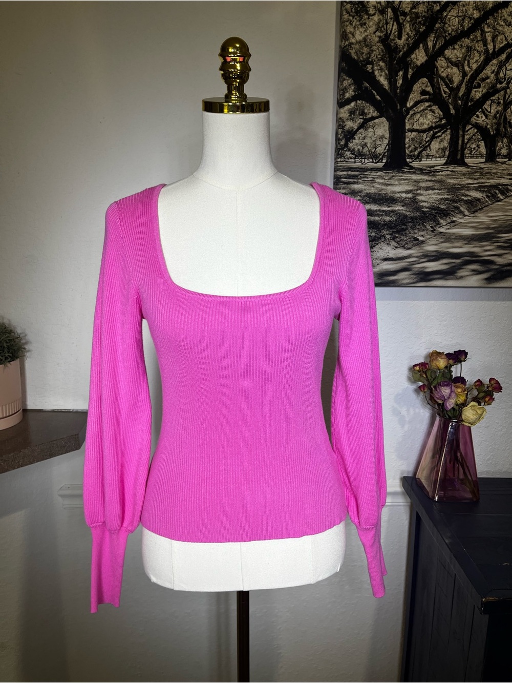 Becca Tilly + Bar III Square Neck Pullover Sweater Small
